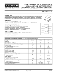 MOCD217-M datasheet: Dual Channel Small Outline Optoisolators Transistor Output (Low Input Current) MOCD217-M