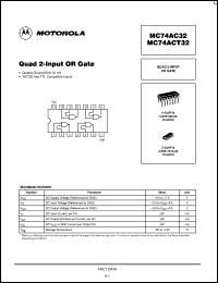 MC74AC32M datasheet: Quad 2 Input OR Gate MC74AC32M