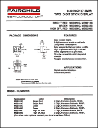 MSD318C datasheet: 0.30 INCH (7.6MM) TWO DIGIT STICK DISPLAY MSD318C