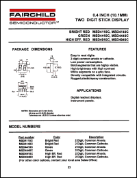 MSD4140C datasheet: 0.40 INCH (10.1MM) TWO DIGIT STICK DISPLAY MSD4140C