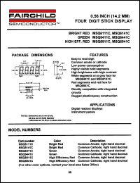 MSQ6911C datasheet: 0.56 INCH (14.2MM) FOUR DIGIT STICK DISPLAY MSQ6911C