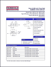MST4140C datasheet: 10mm (0.400 inch) Three Digit NUMERIC STICK DISPLAY MST4140C
