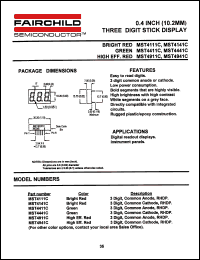 MST4141C datasheet: 0.4 INCH (10.2MM) THREE DIGIT STICK DISPLAY MST4141C