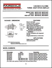 MST6910C datasheet: 0.56 INCH (14.2MM) THREE DIGIT STICK DISPLAY MST6910C