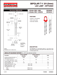MV5094A datasheet: BIPOLAR T-1 3/4 (5mm) LED LAMP - DIFFUSED MV5094A