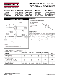 MV6300A datasheet: SUBMINIATURE T-3/4 LED DIFFUSED and CLEAR LAMPS MV6300A