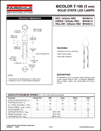 MV6461A datasheet: BICOLOR T-100 (3 mm) SOLID STATE LED LAMPS MV6461A