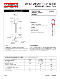 MV8004 datasheet: SUPER BRIGHT T-1 3/4(5mm) LED LAMP - Water Clear MV8004