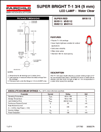 MV8111 datasheet: SUPER BRIGHT T-1 3/4 (5mm) LED LAMP - Water Clear MV8111