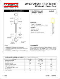 MV8341 datasheet: SUPER BRIGHT T-1 3/4 (5mm) LED LAMP - Water Clear MV8341