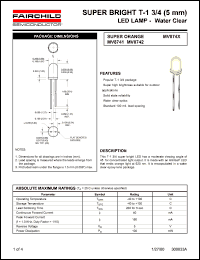 MV8742 datasheet: SUPER BRIGHT T-1 3/4 (5mm) LED LAMP - Water Clear MV8742