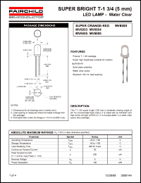 MV8805 datasheet: SUPER BRIGHT T-1 3/4 (5mm) LED LAMP - Water Clear MV8805