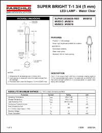 MV8815 datasheet: SUPER BRIGHT T-1 3/4 (5mm) LED LAMP - Water Clear MV8815