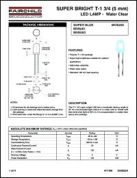 MV8U03 datasheet: SUPER BRIGHT T-1 3/4 (5mm) LED LAMP - Water Clear MV8U03