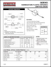 QEB363 datasheet: SUBMINIATURE PLASTIC INFRARED EMITTING DIODE QEB363