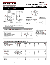 QEB421 datasheet: SURFACE MOUNT INFRARED LIGHT EMITTING DIODE QEB421