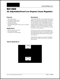 RC1585X15 datasheet: 5A Adjustable/Fixed Low Dropout Linear Regulator RC1585X15
