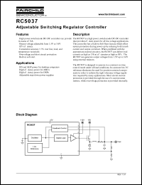 RC5037 datasheet: Adjustable Switching Regulator Controller RC5037