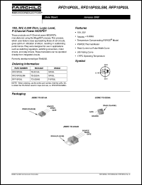 RFD10P03LSM datasheet: 10A, 30V, 0.200 Ohm, Logic Level, P-Channel Power MOSFET RFD10P03LSM