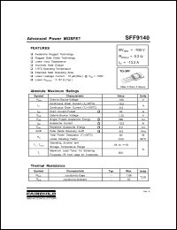 SFF9140 datasheet: P-CHANNEL POWER MOSFET SFF9140