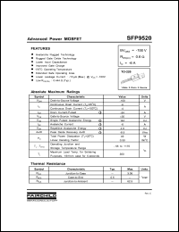 SFP9520 datasheet: P-CHANNEL POWER MOSFET SFP9520