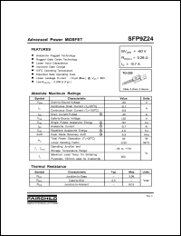 SFP9Z24 datasheet: P-CHANNEL POWER MOSFET SFP9Z24