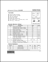 SFU9210 datasheet: Advanced Power MOSFET SFU9210