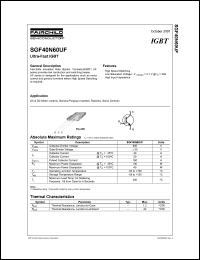 SGF40N60UF datasheet: Ultra-Fast IGBT SGF40N60UF