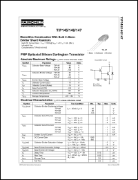 TIP145 datasheet: PNP Epitaxial Silicon Darlington Transistor TIP145