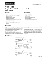 TMC1103X20 datasheet: Triple Video A/D Converter with Clamps 8-Bit, 50Msps TMC1103X20