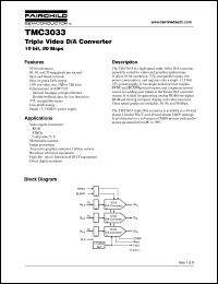 TMC3033X30 datasheet: Triple Video D/A Converter 10 bit, 80 Msps TMC3033X30