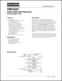 TMC3533X50 datasheet: Triple Video D/A Converter 8 bit, 80 Msps, 3.3V TMC3533X50