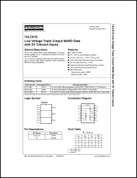 74LCX10 datasheet: Low Voltage Triple 3-Input NAND Gate with 5V Tolerant Inputs 74LCX10