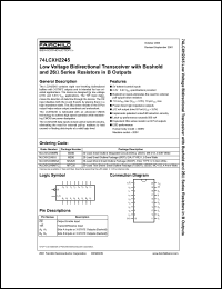 74LCXH2245 datasheet: Low Voltage Bidirectional Transceiver with Bushold and 26-Ohm Series Resistors in B Outputs 74LCXH2245