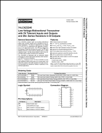 74LCXZ2245 datasheet: Low Voltage Bidirectional Transceiver with 5V Tolerant Inputs and Outputs and 26-Ohm Series Resistors in B Outputs 74LCXZ2245