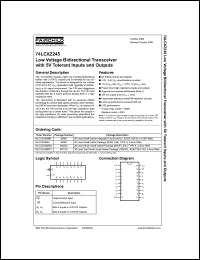 74LCXZ245 datasheet: Low Voltage Bidirectional Transceiver with 5V Tolerant Inputs and Outputs 74LCXZ245