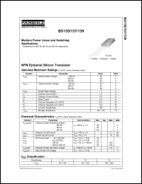 BD137 datasheet: NPN Epitaxial Silicon Transistor BD137