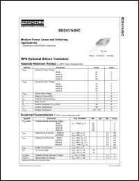 BD241A datasheet: NPN Epitaxial Silicon Transistor BD241A
