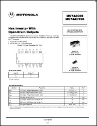 MC74AC05N datasheet: Hex Inverter With Open Drain Outputs MC74AC05N