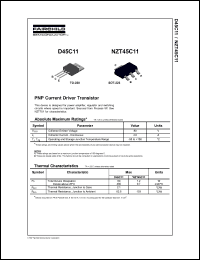 D45C11 datasheet: PNP Current Driver Transistor D45C11