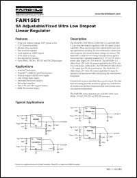 FAN1581 datasheet: 5A Adjustable/Fixed Ultra Low Dropout Linear Regulator FAN1581