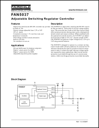 FAN5037 datasheet: Adjustable Switching Regulator Controller FAN5037