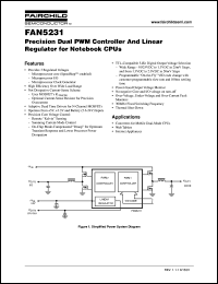FAN5231 datasheet: Precision Dual PWM Controller And Linear Regulator for Notebook CPUs FAN5231