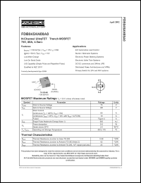 FDB045AN08A0 datasheet: N-Channel UltraFET  Trench MOSFET 75V, 80A, 4.5mOhm FDB045AN08A0