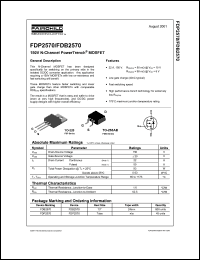 FDB2570 datasheet: 150V N-Channel PowerTrench MOSFET FDB2570