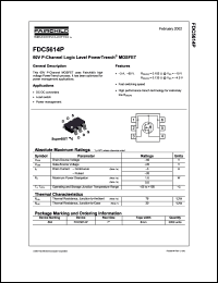 FDC5614P datasheet: 60V P-Channel Logic Level PowerTrench MOSFET FDC5614P