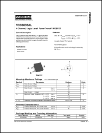 FDD6035AL datasheet: N-Channel, Logic Level, PowerTrench MOSFET FDD6035AL