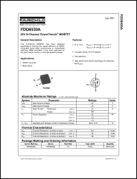 FDD6530A datasheet: 20V N-Channel PowerTrench MOSFET FDD6530A