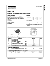FDG330P datasheet: P-Channel 1.8V Specified PowerTrench MOSFET FDG330P