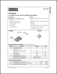 FDH27N50 datasheet: 27A, 500V, 0.19 Ohm, N-Channel SMPS Power MOSFET FDH27N50